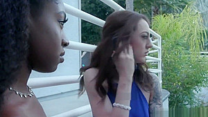 Ebony Anne moans while she gets pounded by a white dick