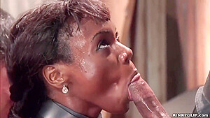 Ebony Slave Trainee Sucks Huge Dick