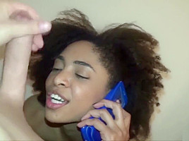 Ebony teen 18+ Luna Cheat and Call her Boyfriend while Fuck
