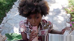 Ebony teen 18+ rides white cock