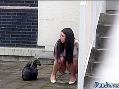 Embarrassed Asian Peeing