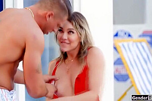 Emma Rose In Shemale Lifeguard Rims And Bareback Anal Fucks Guy