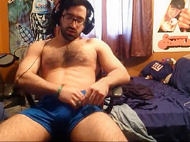 Enjoying himself with a huge cumshot