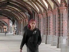 Euro slut walked naked with mask in public