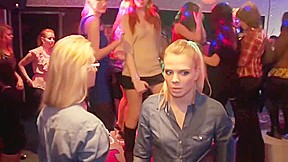 Euroteen party babes have fun with strippers