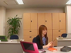 Exotic Japanese girl Ren Bitou in Horny Secretary JAV movie