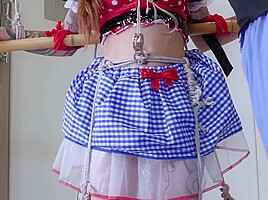 Face fucked sub girl is bound and toyed