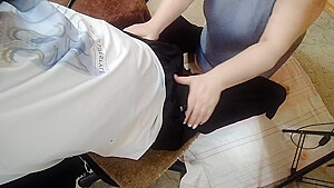 Fat Girl Jerks Off My Dick With Massaging Movements And Sucks It Until I Cum