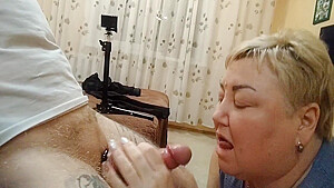 Fat Girl Jerks Off My Dick With Massaging Movements And Sucks It Until I Cum