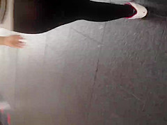 Fat Mexican ass in see thru leggings white thong