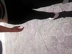 Fat Mexican ass in see thru leggings white thong