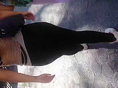 Fat Mexican ass in see thru leggings white thong