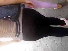 Fat Mexican ass in see thru leggings white thong