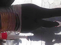 Fat Mexican ass in see thru leggings white thong