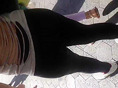 Fat Mexican ass in see thru leggings white thong
