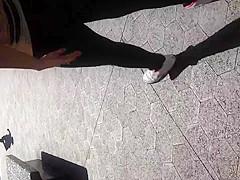Fat Mexican ass in see thru leggings white thong