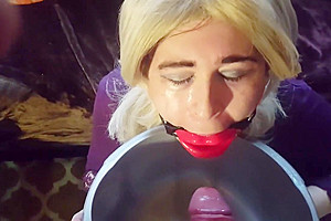 Fat Slut Sissy Crossdresser gets Throated Humiliated Fucked and Pissed on