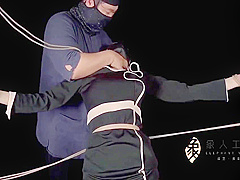 Femdom And Bound In Black Dress