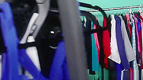 Femdom lesbian pussylicking in changeroom