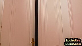 Femdom vibrator pegging 3way after massage by CFNM masseuses