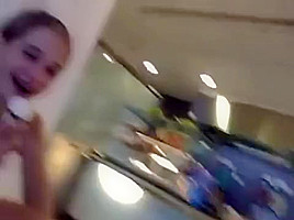 Flash play at swimming pool - 2 girls