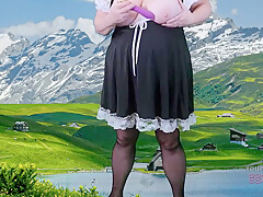 Frau Big Tits In The Alps For Oktoberfest - Mature Bbw Celebrating By Flashing Her Huge Tits And Ass
