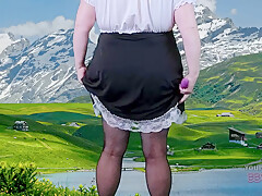 Frau Big Tits In The Alps For Oktoberfest - Mature Bbw Celebrating By Flashing Her Huge Tits And Ass
