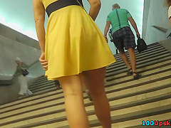 Free upskirt videos of a chubby amateur woman