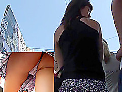 Fresh appealing arse upskirt view