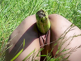 Fucking With Big Objects In Nature  Fisting  Gaping Pussy