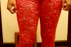 Full spandex ass play strip tease shemale leggings