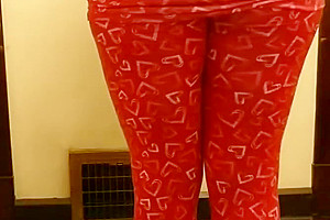 Full spandex ass play strip tease shemale leggings