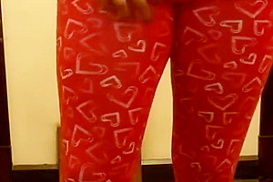 Full spandex ass play strip tease shemale leggings