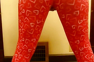 Full spandex ass play strip tease shemale leggings