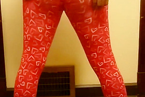 Full spandex ass play strip tease shemale leggings