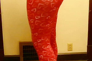 Full spandex ass play strip tease shemale leggings