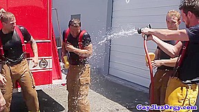 Gaysex hunks in uniform squirting cum