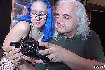 German Blue Hair Pregnant Step daughter Seduce To Anal Fuck By O