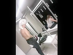 Girl with beautiful boobs in the bathroom