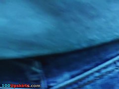 Girlsupskirt belt caught on the stairs