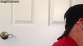 Gloryhole DILF sucking cock at home in homemade closeup