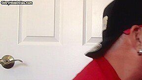 Gloryhole DILF sucking cock at home in homemade closeup