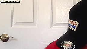 Gloryhole DILF sucking cock at home in homemade closeup