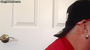 Gloryhole DILF sucking cock at home in homemade closeup
