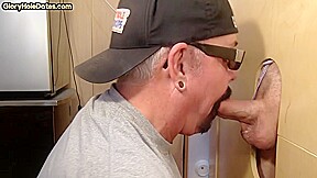 Gloryhole amateur DILF loves sucking BFs dick at home