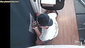 Gloryhole barebacked DILF sucks cock in amateur home video