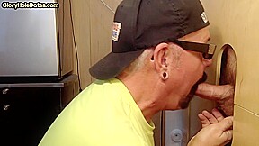 Gloryhole blowjob loving gaydaddy sucks BFs cock at home
