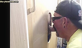 Gloryhole blowjob loving gaydaddy sucks BFs cock at home
