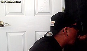 Gloryhole deepthroat DILF sucks rod in amateur oral scene