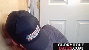 Gloryhole mature DILF blowing and wanking unshaven shaft